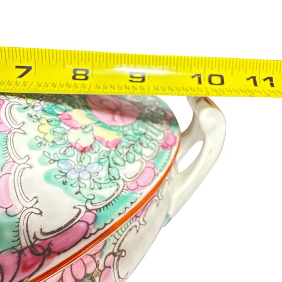 Vintage Chinese Rose Medallion Porcelain Covered Tureen Hand Painted Floral Scen - Picture 12 of 12